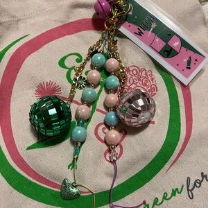 Wicked Colorful Beaded Bag Charm Keychain with Disco Balls
